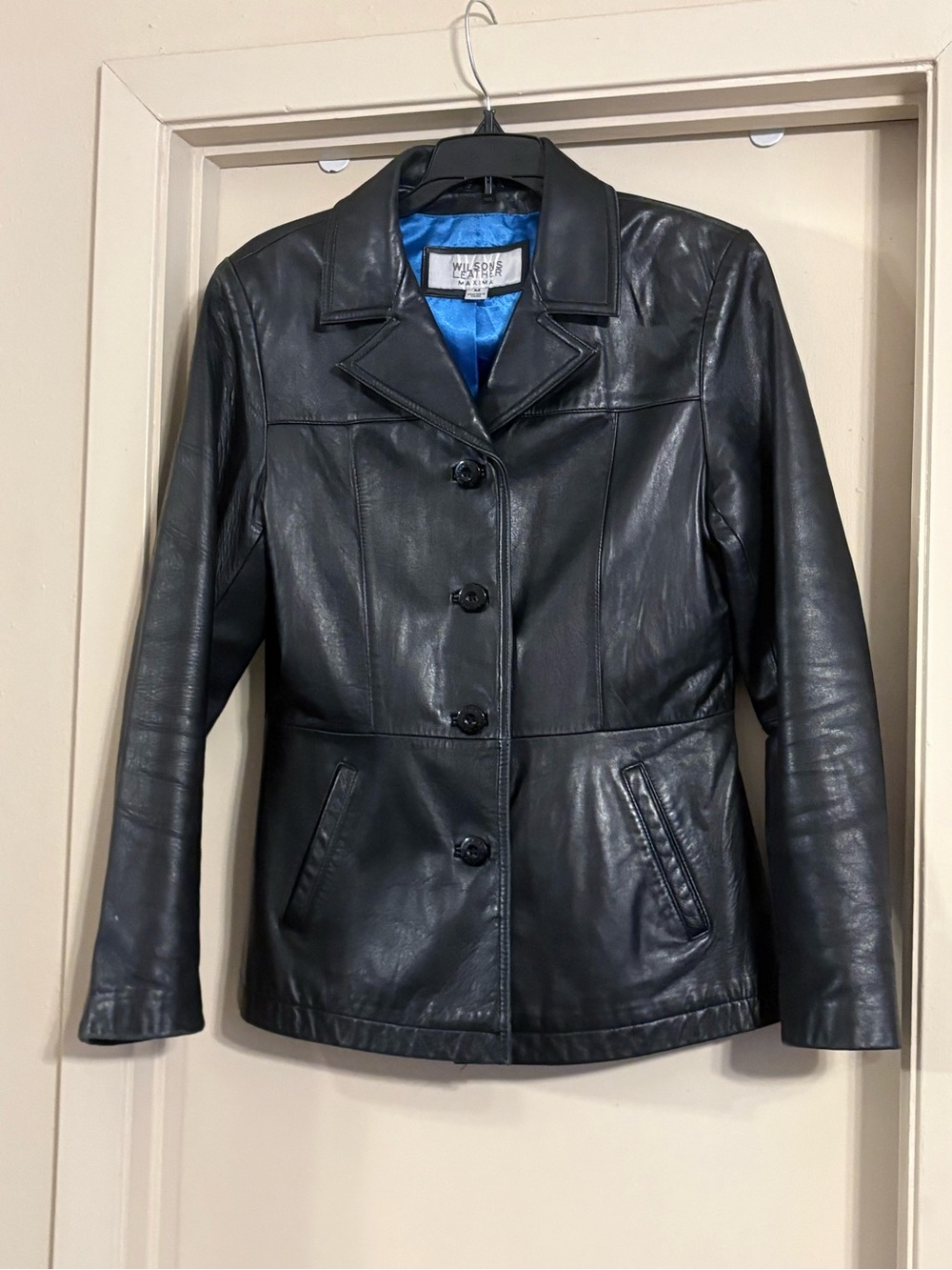 Wilsons Leather Black Button-Front Leather Jacket